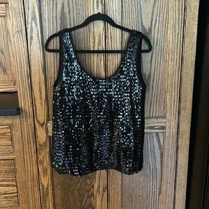 Mango‎ MNG suit Black Sequin Tank top fancy party sparkle sequined small